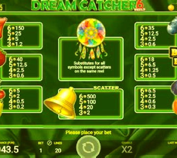 100 Dream Catcher 6 Reels slot game