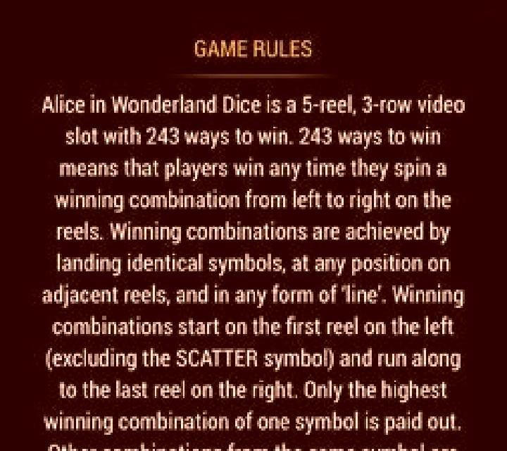 Alice in Wonderland Dice online slot