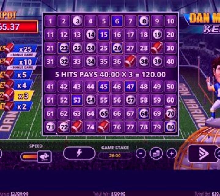 Dan Marino Keno slot game