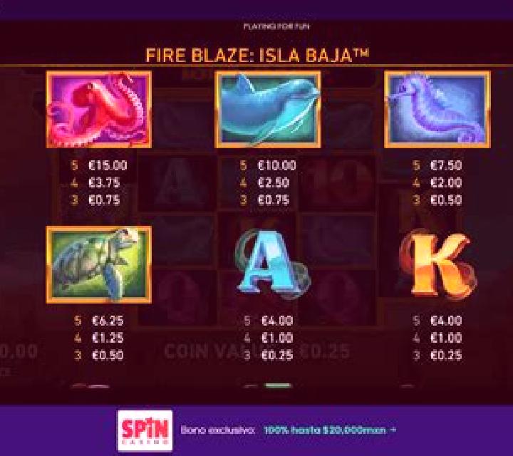 Fire Blaze Isla Baja slot machine