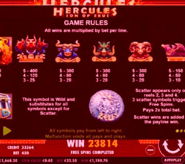 Hercules Son of Zeus slot game