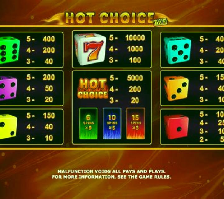 Hot Choice Dice slot machine