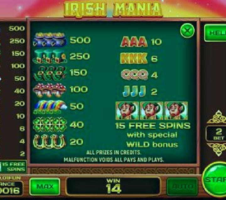 Irish Mania (Pull Tabs) slot