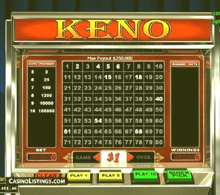 Keno (RTG) slot game