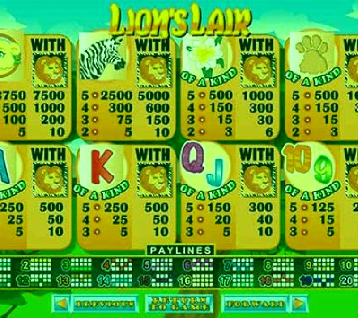 Lions Lair slot machine