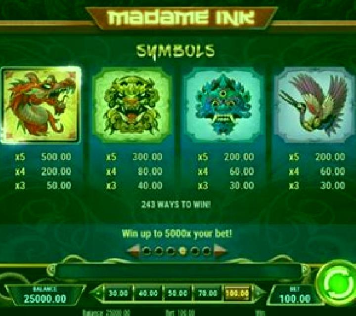 Madame Ink slot machine