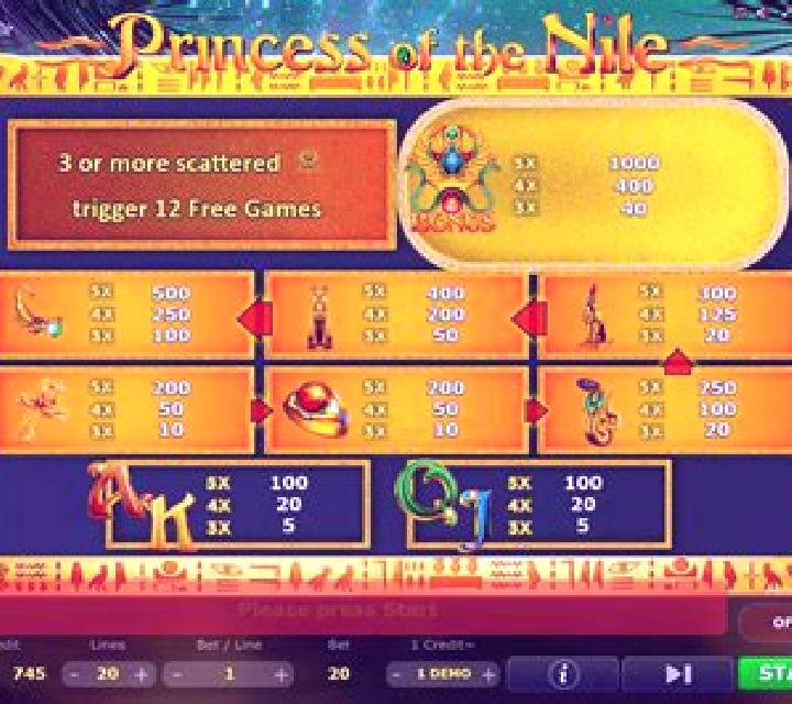 Princess of The Nile slot game
