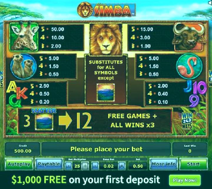 Simba slot machine