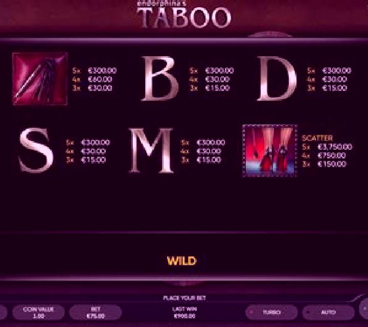 Taboo slot game