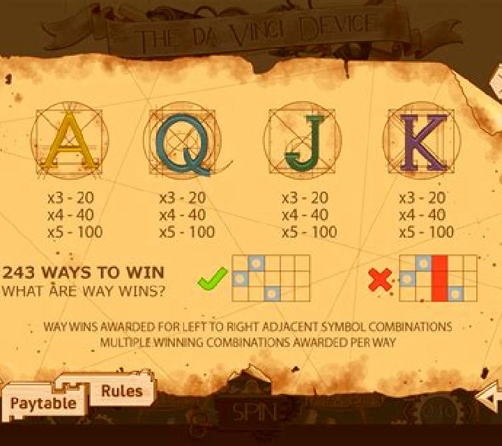 The Da Vinci Device slot game
