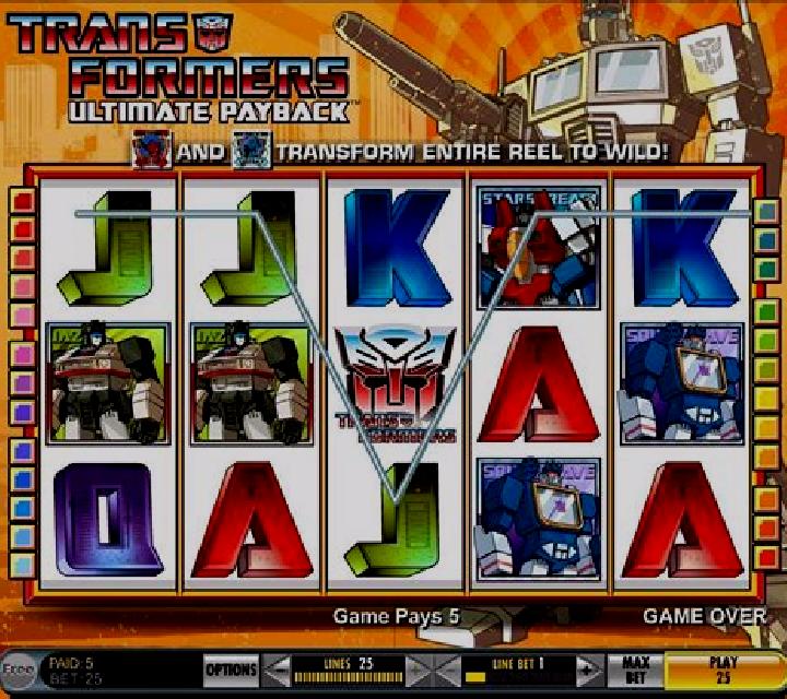 Transformers slot machine